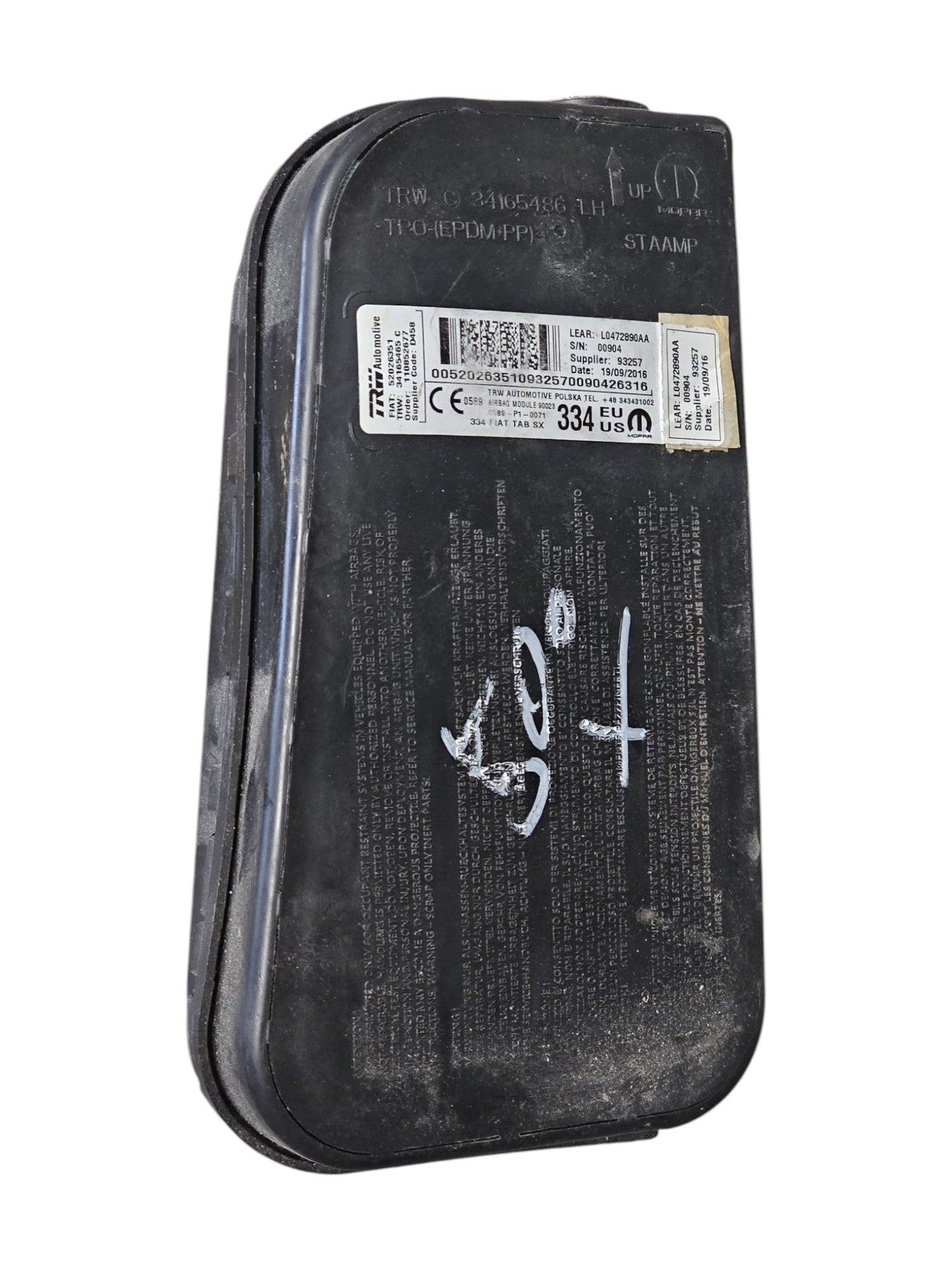 Airbag Sedile Anteriore Sinistro Fiat 500 X Cod:34165486 (2014 - >) - F&P CRASH SRLS - Ricambi Usati