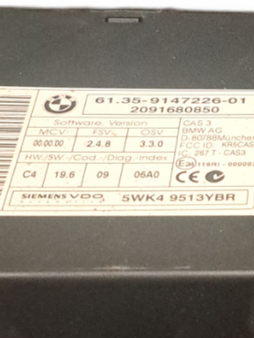 Centralina Immobilizer Bmw Serie 1 E87 (2004 - 2013) COD:6135 - 9147226 - 01 - F&P CRASH SRLS - Ricambi Usati