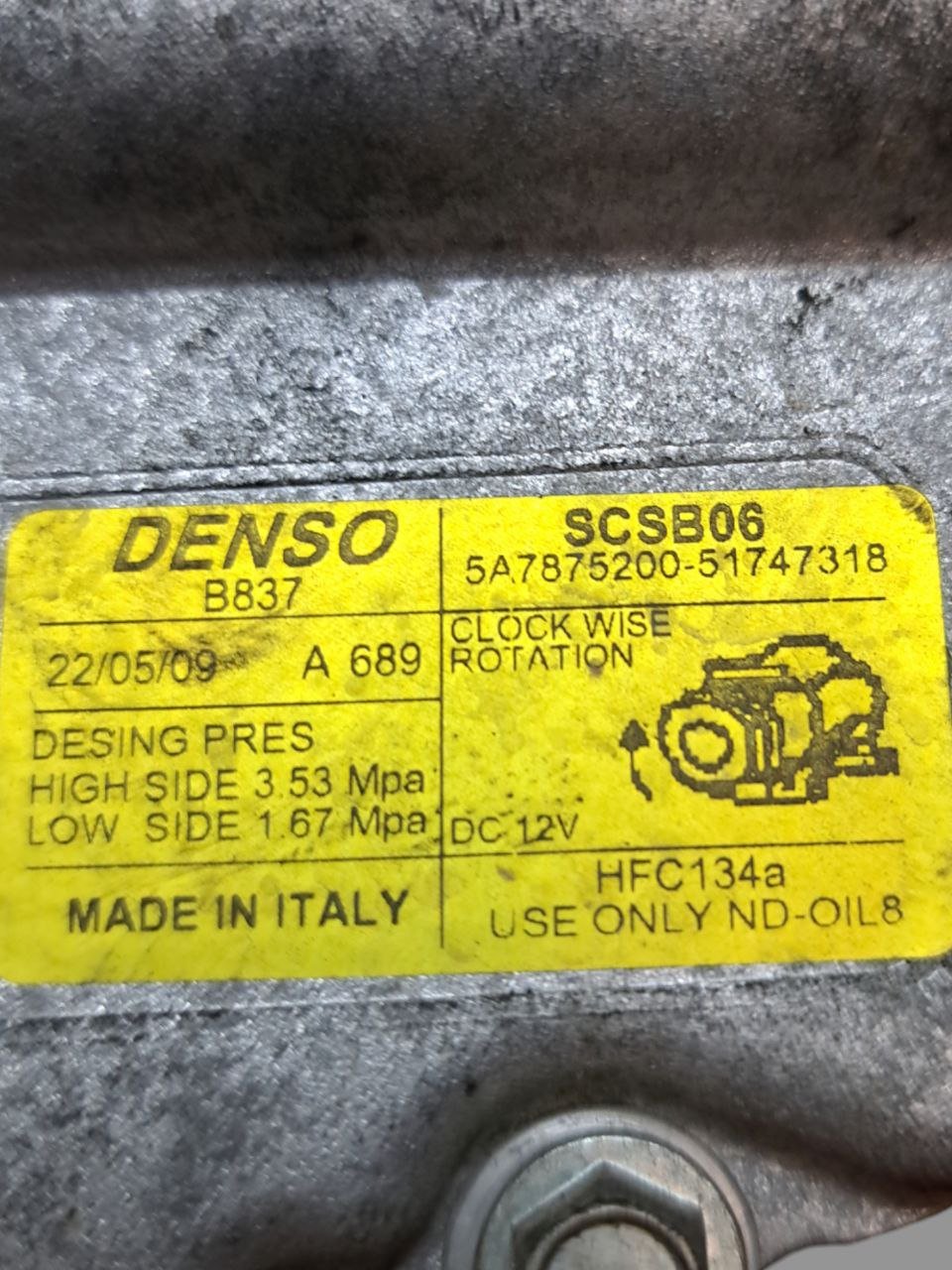 Compressore aria clima Fiat Grande Punto /Fiat Panda 169 / Fiat 500 1.2b (2007) COD:51747318 - F&P CRASH SRLS - Ricambi Usati