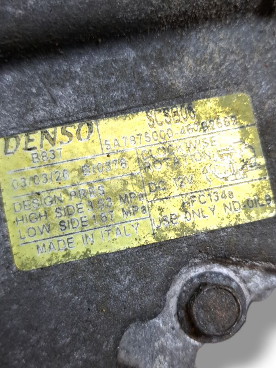 Compressore aria clima Lancia Ypsilon 1.2 Benzina ( 2006 ) COD:5A7875000-46782669 - F&P CRASH SRLS - Ricambi Usati