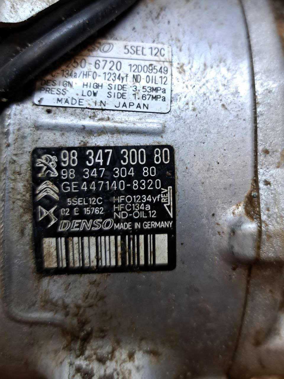 Compressore aria clima Peugeot 508 1.5 Diesel (2021) COD:9834730080 - F&P CRASH SRLS - Ricambi Usati