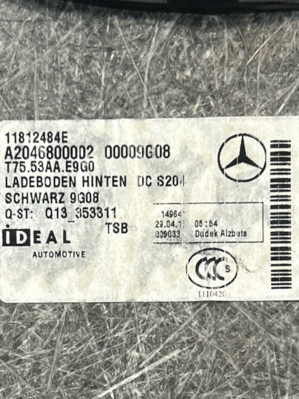 Copertura / Ripiano Bagagliaio Mercedes Benz Classe C (W204) (2007 > 2015) cod.A2046800002 - F&P CRASH SRLS - Ricambi Usati