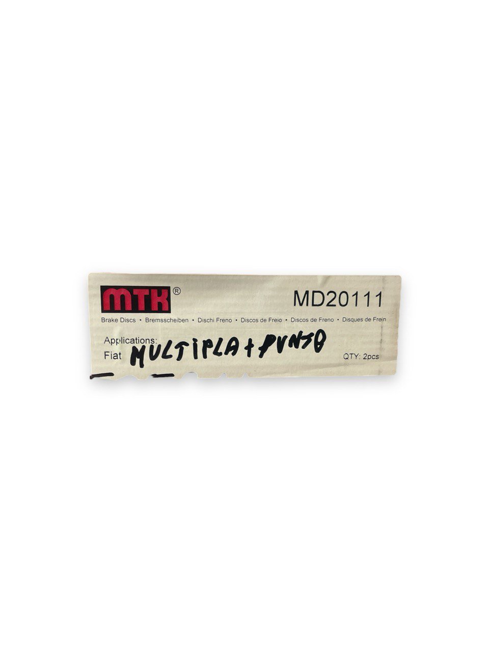 Coppia Dischi Freno Anteriori MTK Fiat Punto 188 1.8 HGT / 1.9 JTD ( 2001 - 2010 ) cod : MD20111 - F&P CRASH SRLS - Ricambi Usati