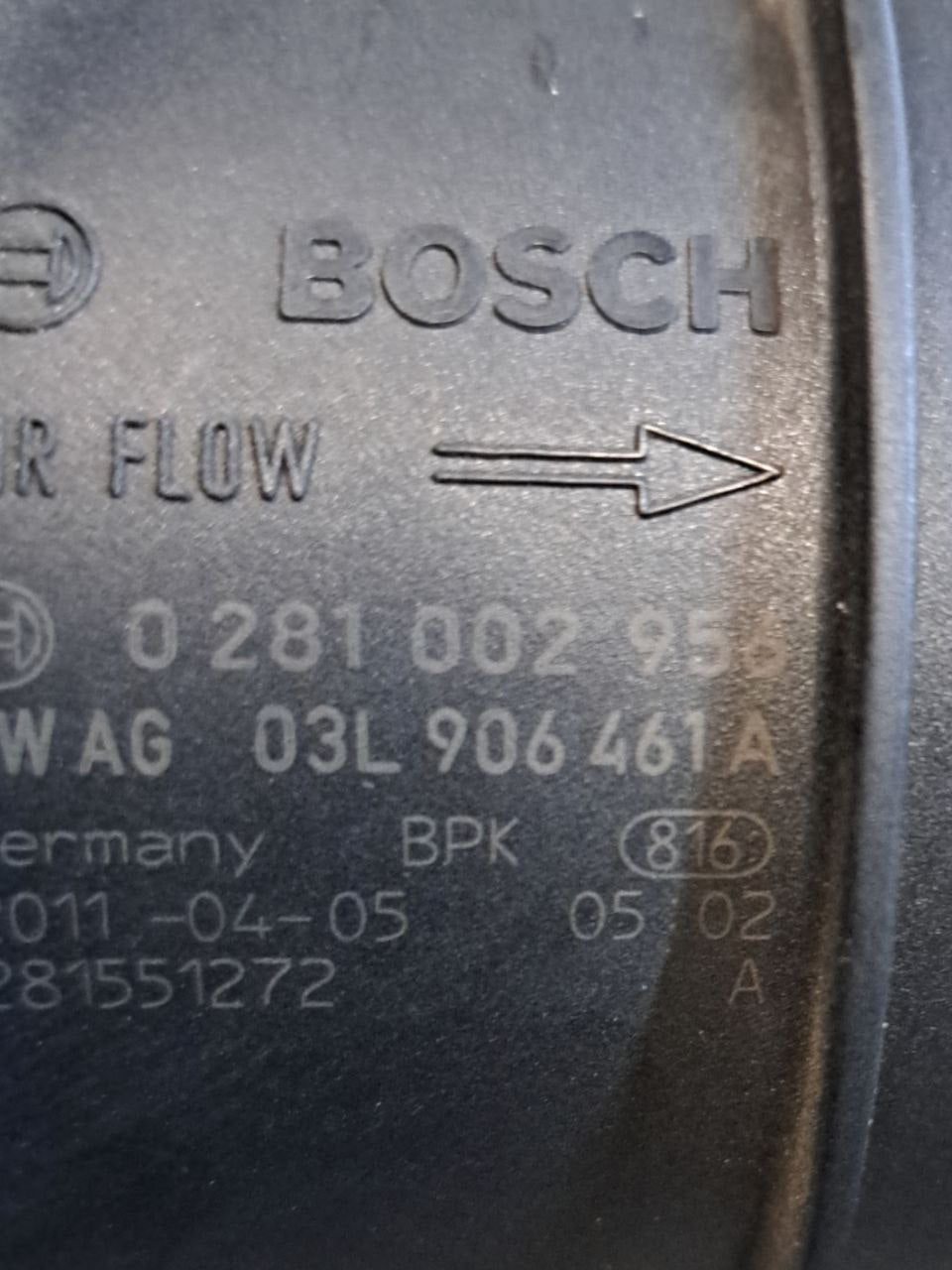 Debimetro / Flussometro Audi A4 B8 / Golf VI / Golf VII / Tiguan 2.0 tdi (2009-2016) COD:03L906461A - F&P CRASH SRLS - Ricambi Usati