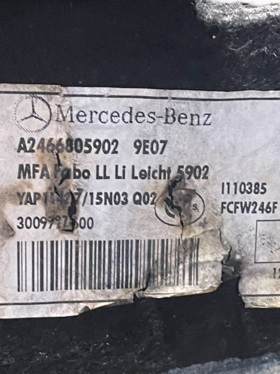 Moquette anteriore sinistro (sx) Mercedes Benz Classe A (W176) cod:A2466805902 (2012 > 2018) - F&P CRASH SRLS - Ricambi Usati