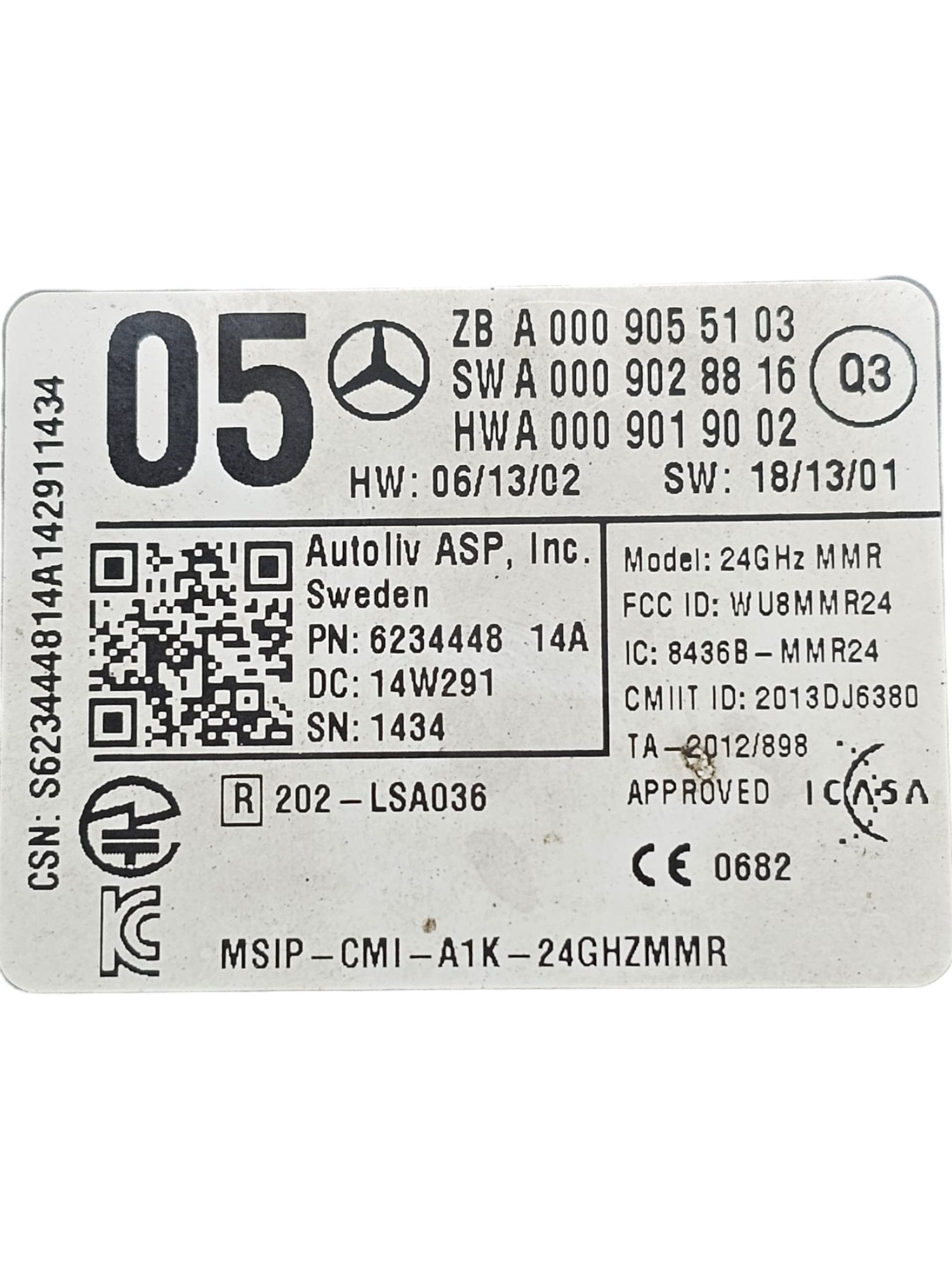 Radar Mercedes Classe B W246 Cod:A0009055103 (2011 - 2018) - F&P CRASH SRLS - Ricambi Usati
