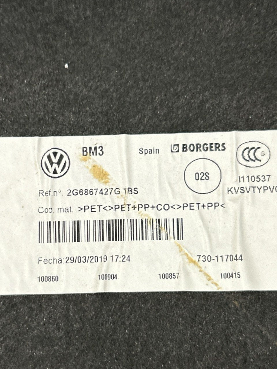 Rivestimento Cofano / Bagagliaio Sinistro Volkswagen Polo VI (AW1) (2017 > ) cod.2G6867427G - F&P CRASH SRLS - Ricambi Usati
