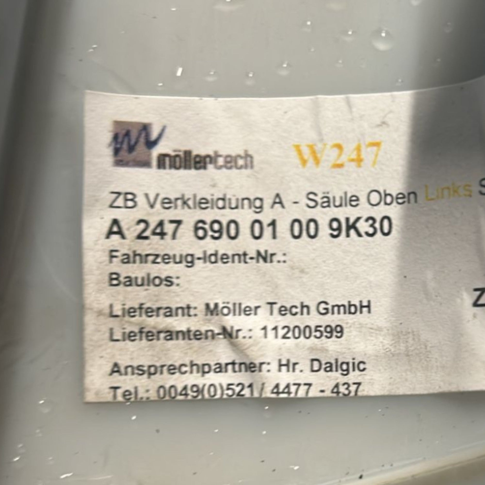 Rivestimento Montante Anteriore Sinistro Mercedes Benz Classe B (W247) cod.A2476900100 (2019 > ) - F&P CRASH SRLS - Ricambi Usati