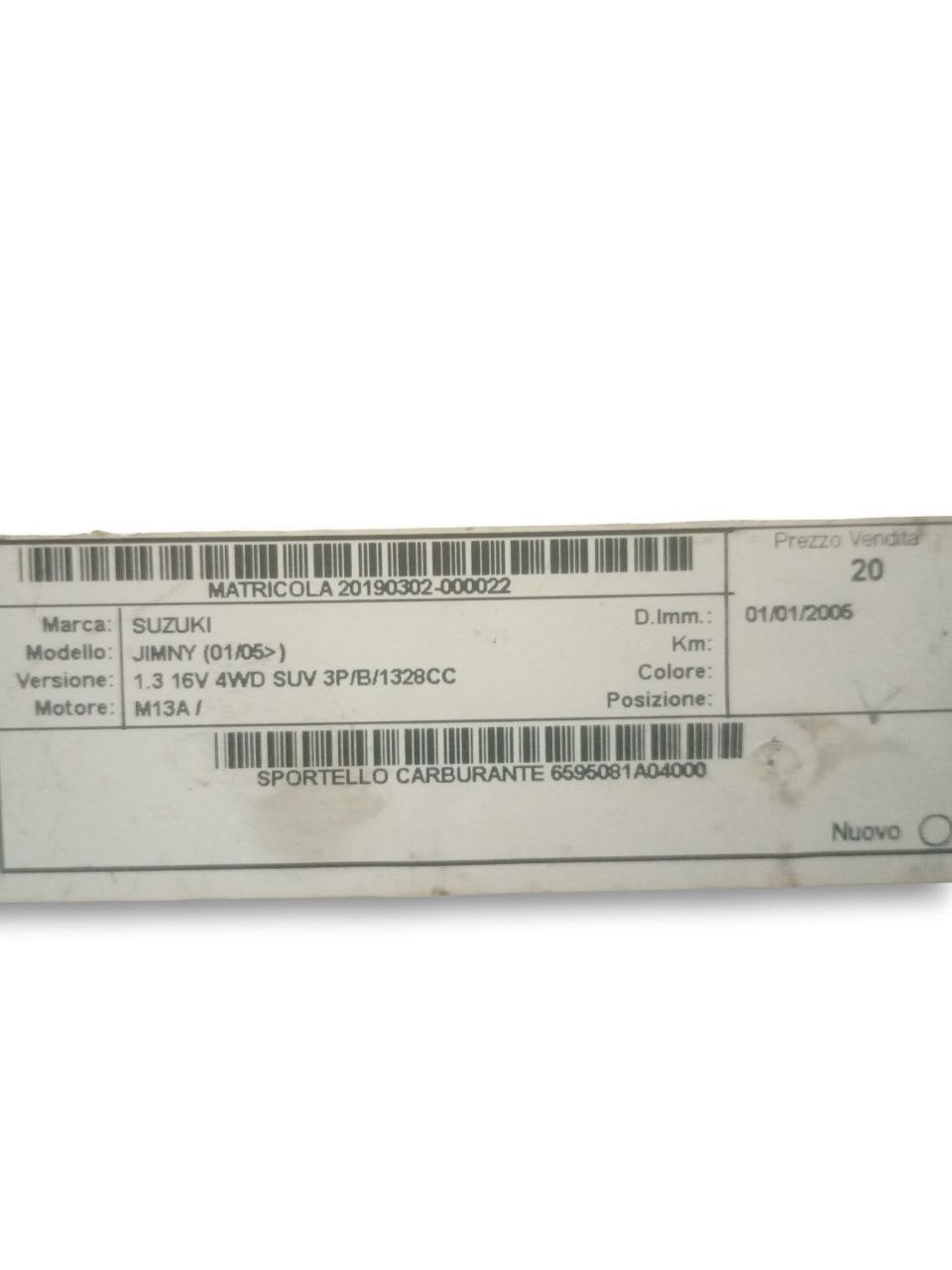 Sportello serbatoio Suzuki Jimny 1.3 Benzina (2004) cod: 6595081A04000 - F&P CRASH SRLS - Ricambi Usati