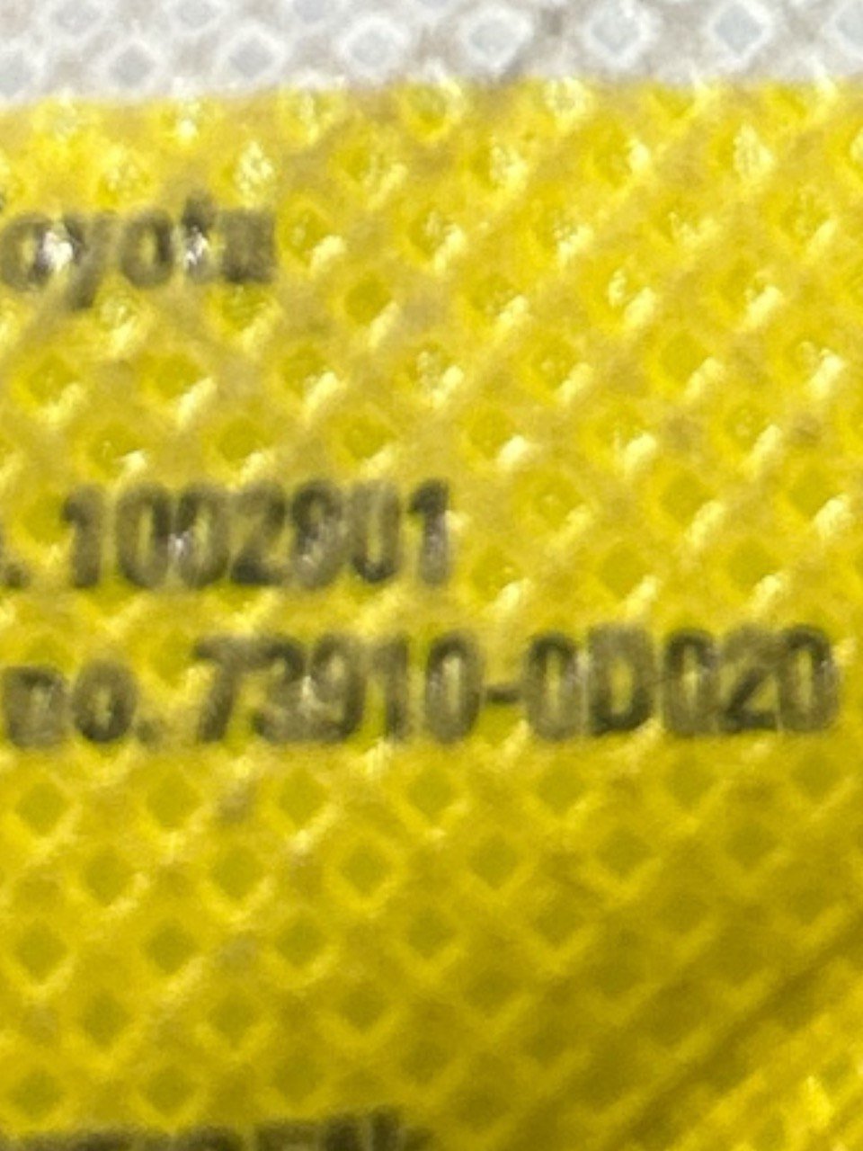 Toyota Yaris 1.4 Diesel (2005 > 2011) cod . 73910 - 0D020 Airbag Sedile Anteriore Destro - F&P CRASH SRLS - Ricambi Usati